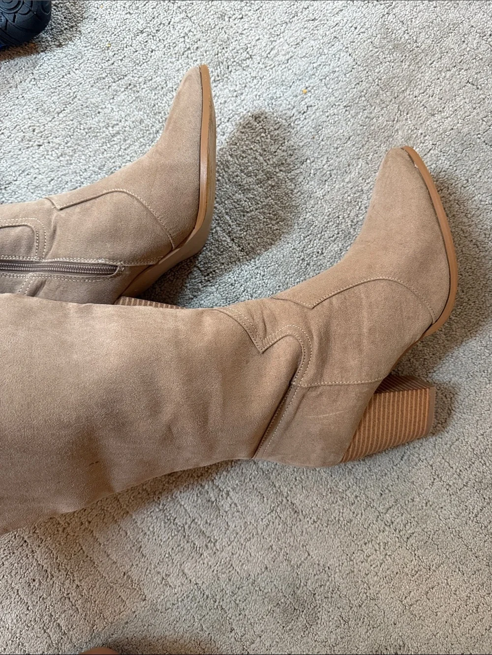 Women's Taupe Suede Knee-High Boots